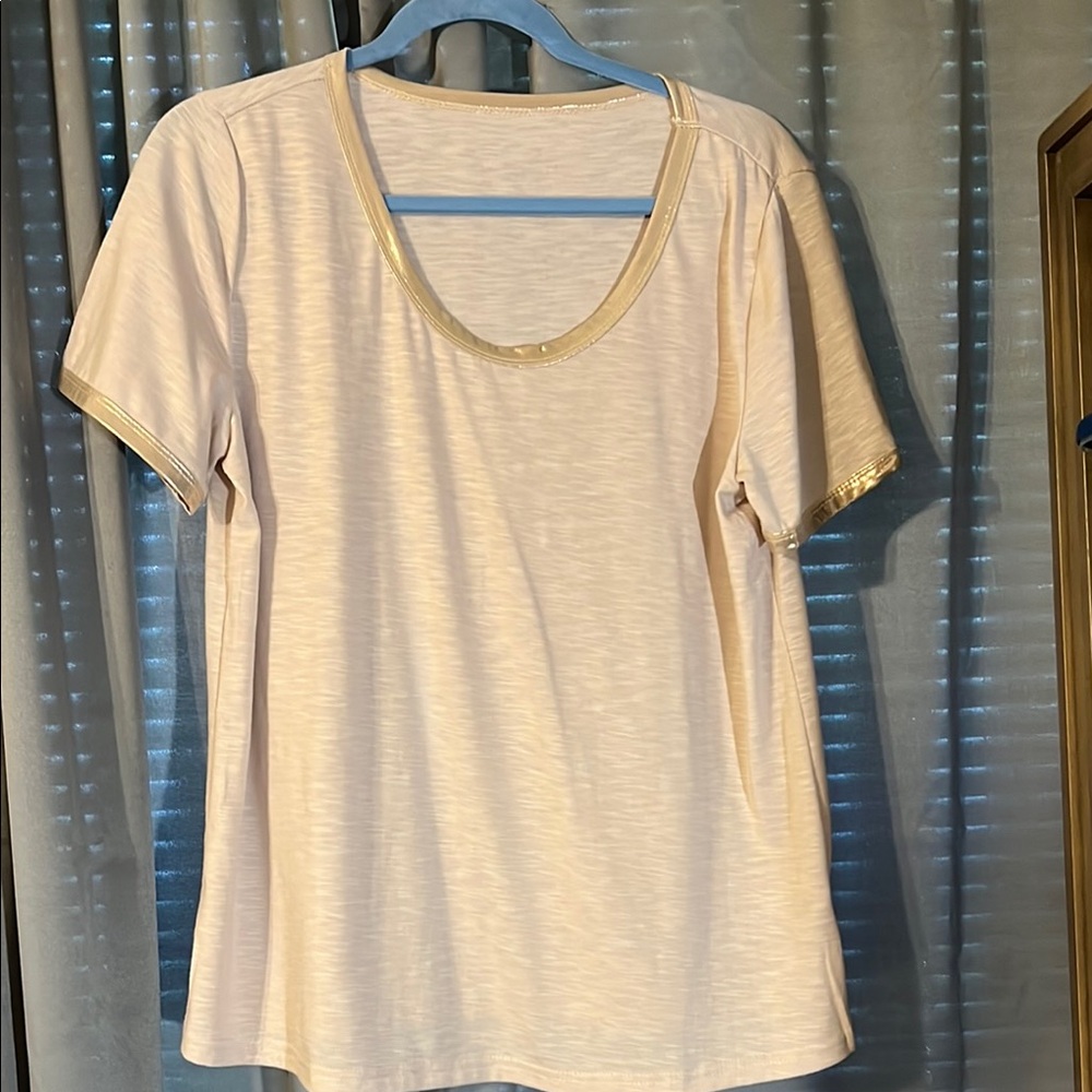 Elegant Cream Women's Top with Gold Accents
